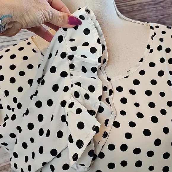 C Black and White Polka Dot Blouse - Picture 10 of 13